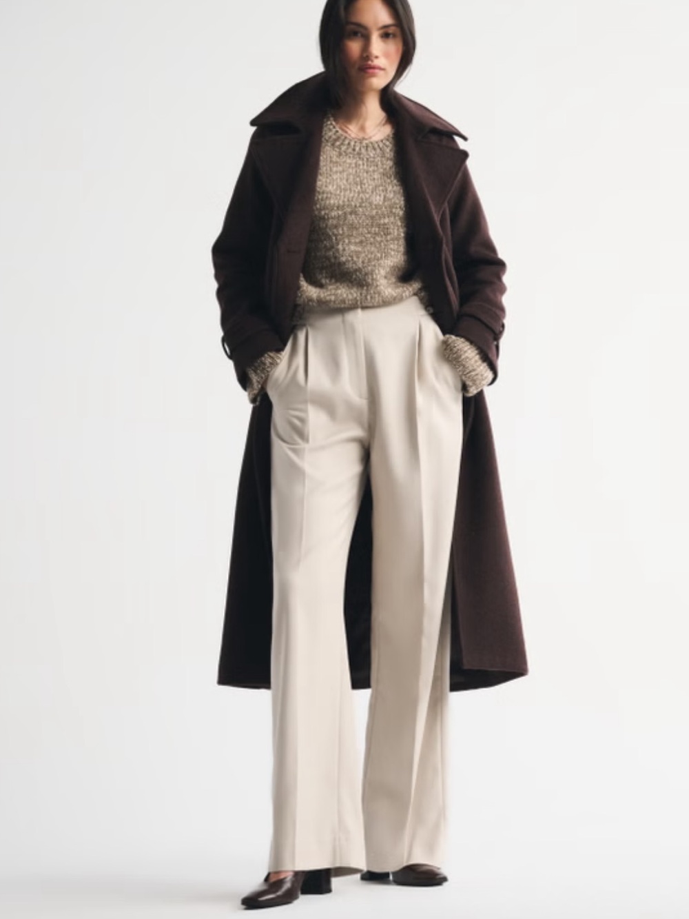 Abercrombie & Fitch Sloane High-Rise Pleated Wide-Leg Trousers